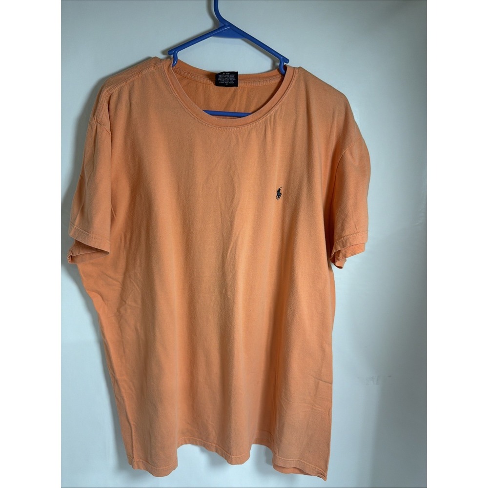 Vintage Polo Ralph Lauren T-shirt Orange Blue Pony XLarge Classic Retro Y2K